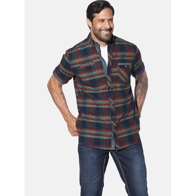 Chemise à manches courtes SNALLE bleu foncé à carreaux <span itemprop=