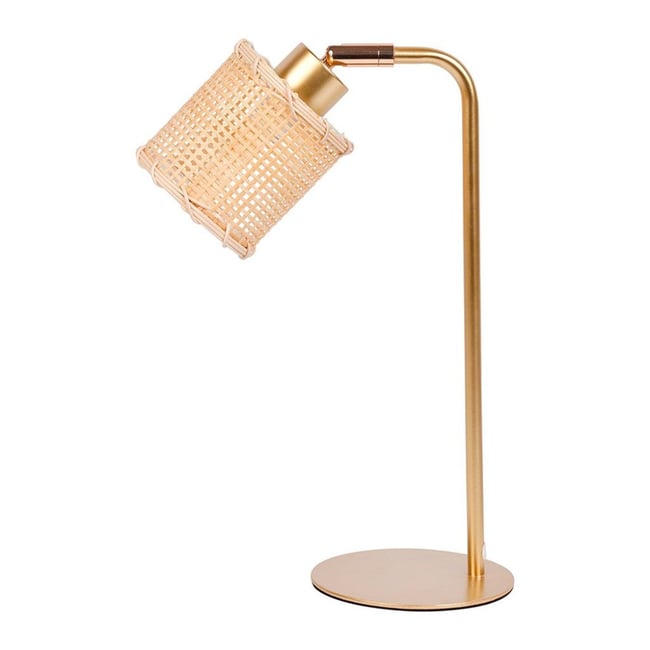 Lampe Métal Dorée Avec Abat-jour Bambou Couleur v019843 <span itemprop=