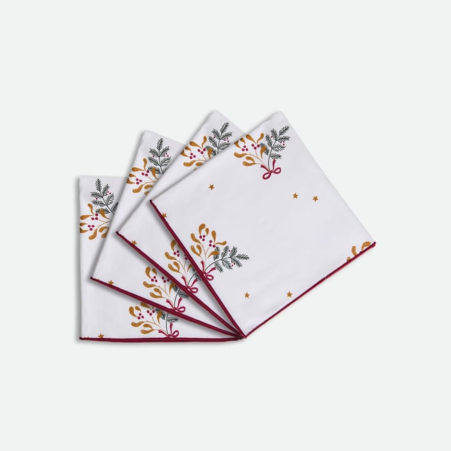 Lot de 4 serviettes de table imprimées, en coton, LIVANA imprimé <span itemprop=