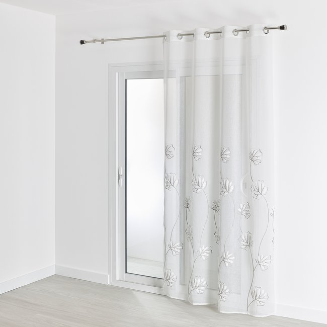 Voilage au style floral blanc <span itemprop=