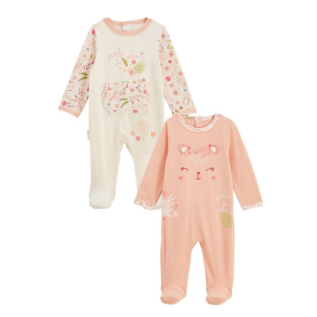 Lot de 2 pyjamas bébé Santa Giulia corail <span itemprop=