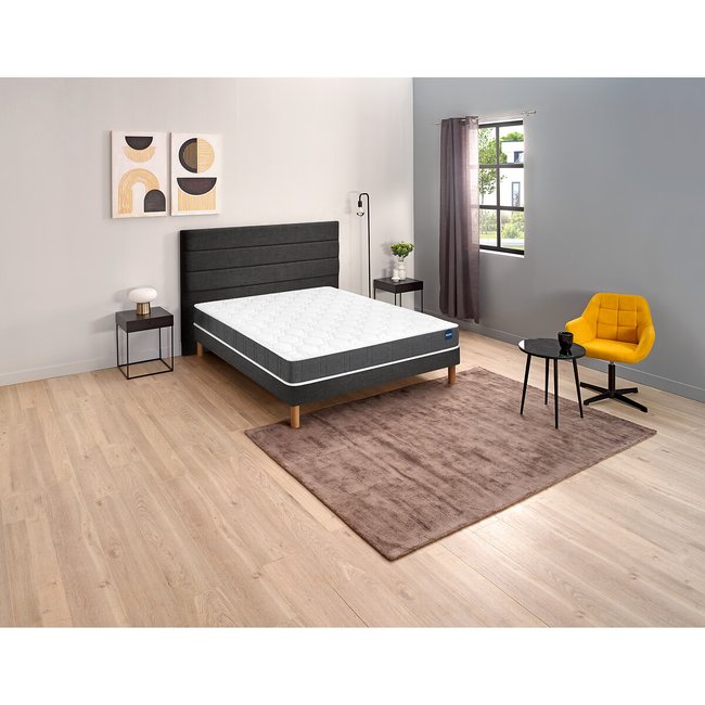 Set aus Kaltschaummatratze Regular + Bettrahmen mit Lattenrost weiss/rauchgrau <span itemprop=