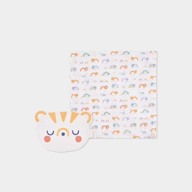 Lot layette bébé coton imprimé animaux multicolore <span itemprop=