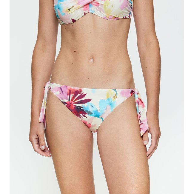 Braga de bikini Summer Fleur estampado flores fondo blanco <span itemprop=
