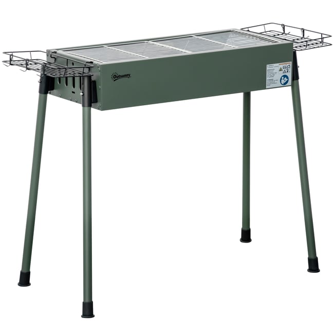 Barbecue au charbon de bois Acier inoxydable vert <span itemprop=