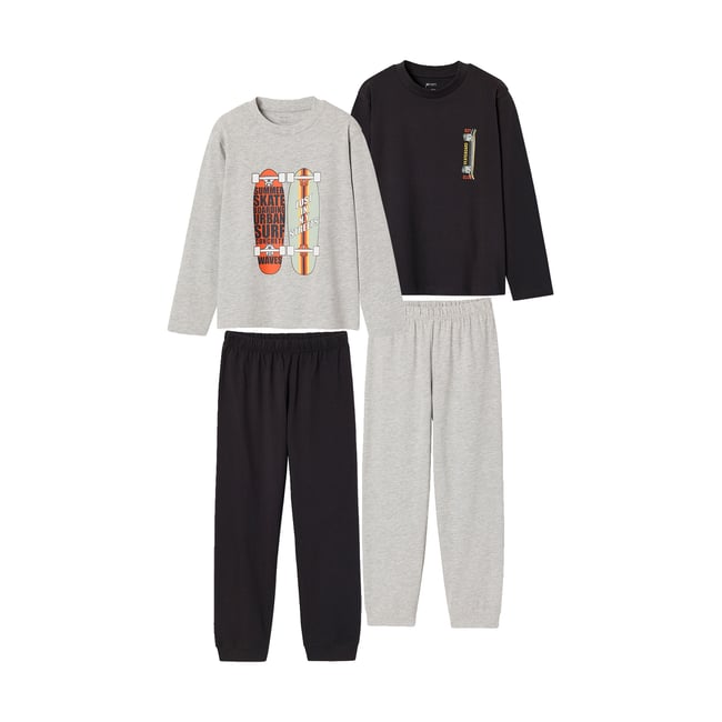 Lot de 2 pyjamas manches longues noir <span itemprop=
