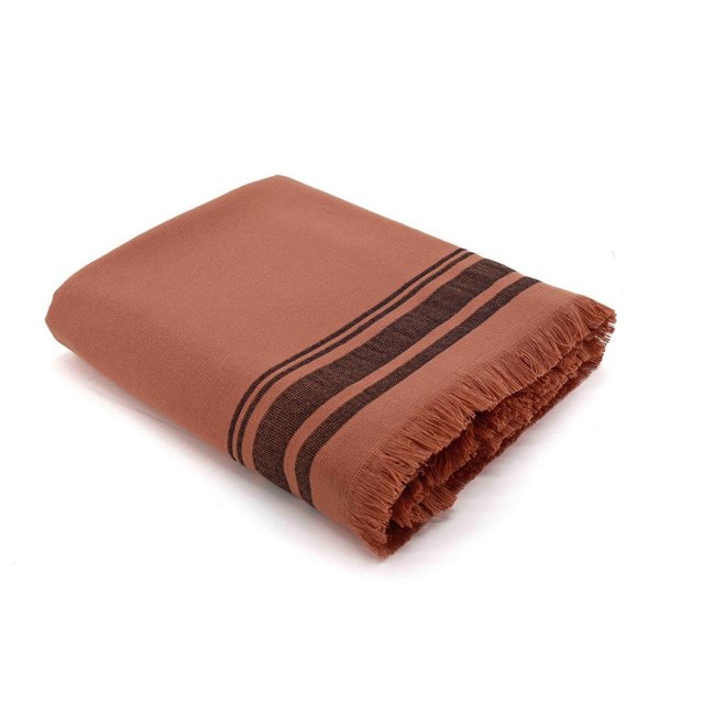 Fouta éponge coton FARO rose argile / noir <span itemprop=