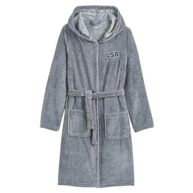 Hooded Bathrobe, grey marl, LA REDOUTE COLLECTIONS