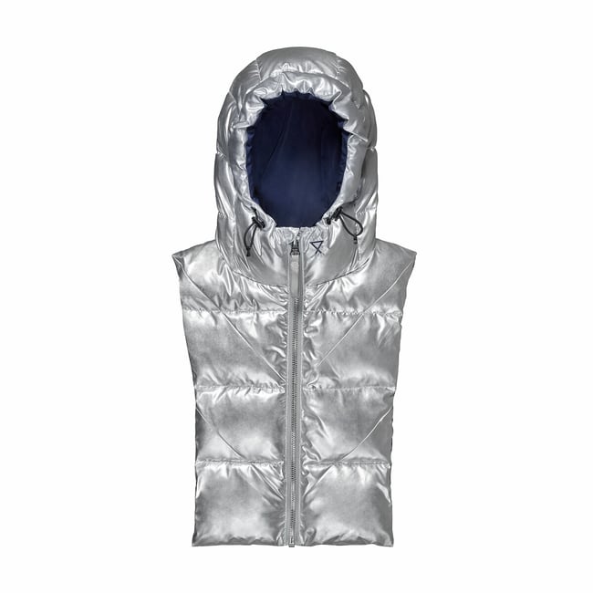 Capuche doudoune réversible, unisexe  argenté <span itemprop=