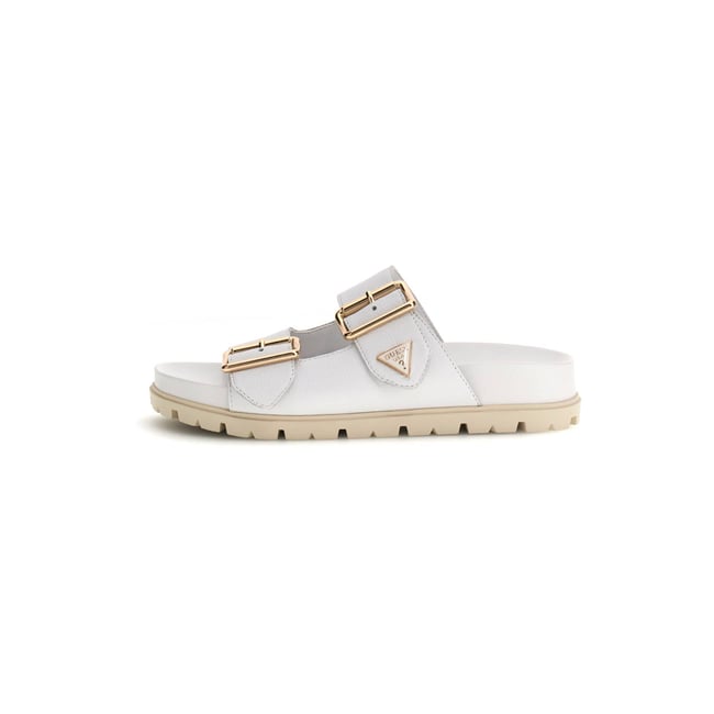 Sandales Fasten Cuir Véritable blanc <span itemprop=