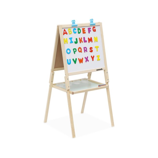 Tableau double face en bois pour enfant KIDDO naturel <span itemprop=