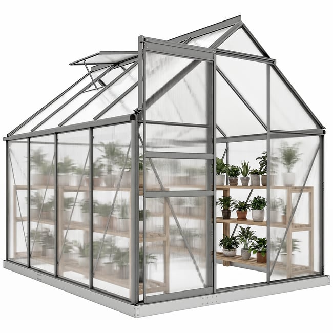 Serre Polycarbonate Gris foncé - OUTSUNNY
