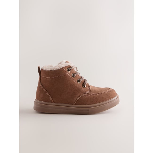 Bottines à lacets et doublure chaude marron fauve <span itemprop=