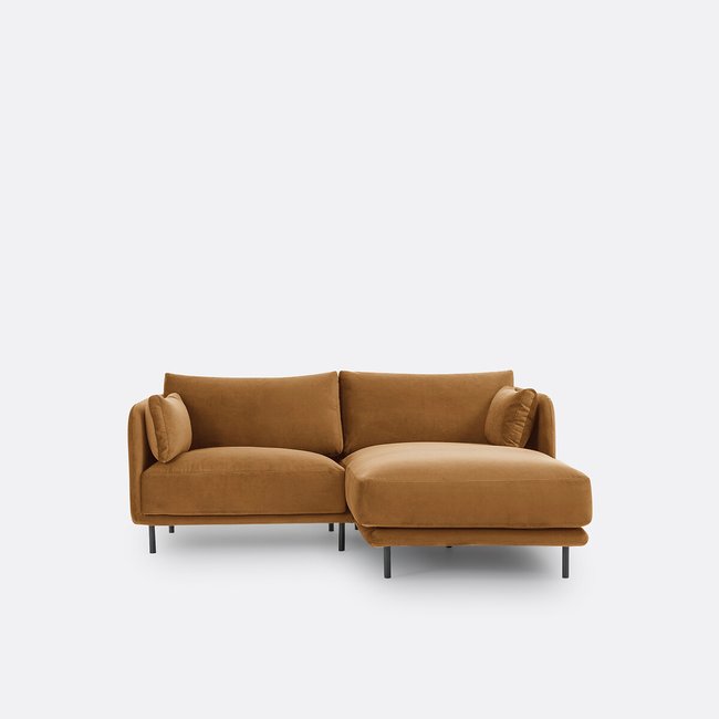 Victor Compact Right-Hand Facing Corner Sofa in Velvet - LA REDOUTE INTERIEURS