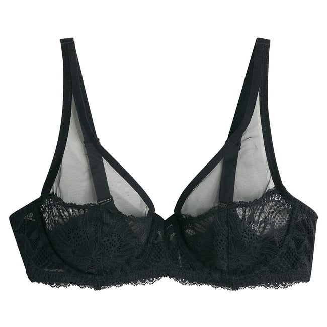 Soutien-gorge emboîtant en dentelle Marie  noir <span itemprop=