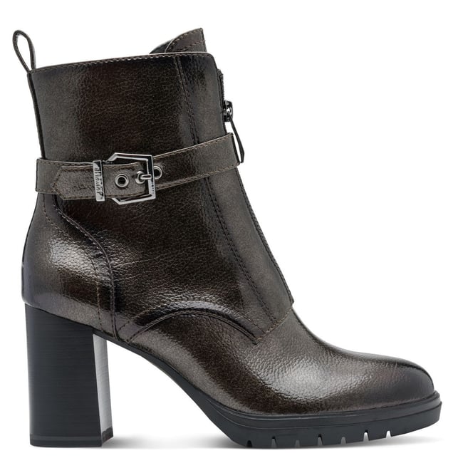 Bottine talon bloc multicolore etain <span itemprop=