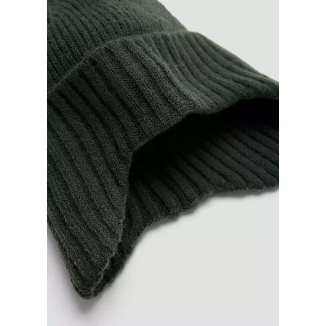 Bonnet pompon kaki <span itemprop=