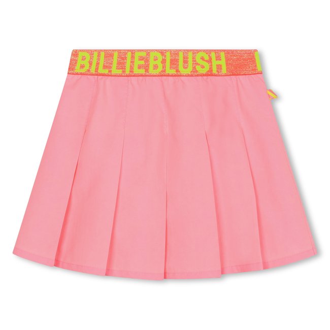 Jupe plissée unie rose fluo <span itemprop=