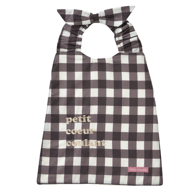 Bavoir élastiqué vichy PETIT CŒUR COULANT marron <span itemprop=