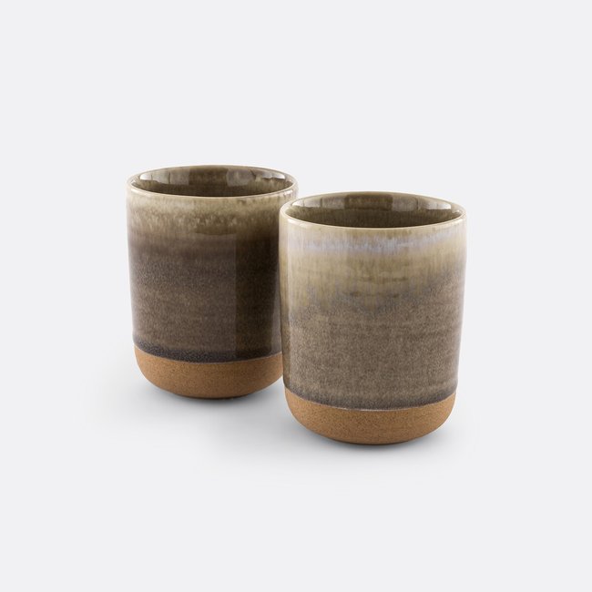 2er-Set Becher Bisceto, Steingut mit reaktiver Glasur grau LA REDOUTE INTERIEURS
