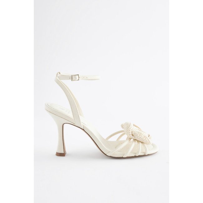 Sandales à talon effet corset bout ouvert naturel <span itemprop=