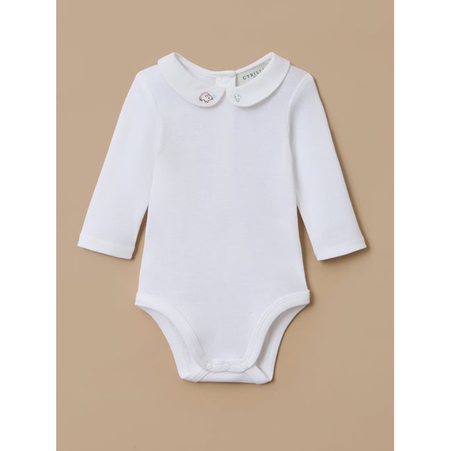 Body col brodé blanc casse <span itemprop=