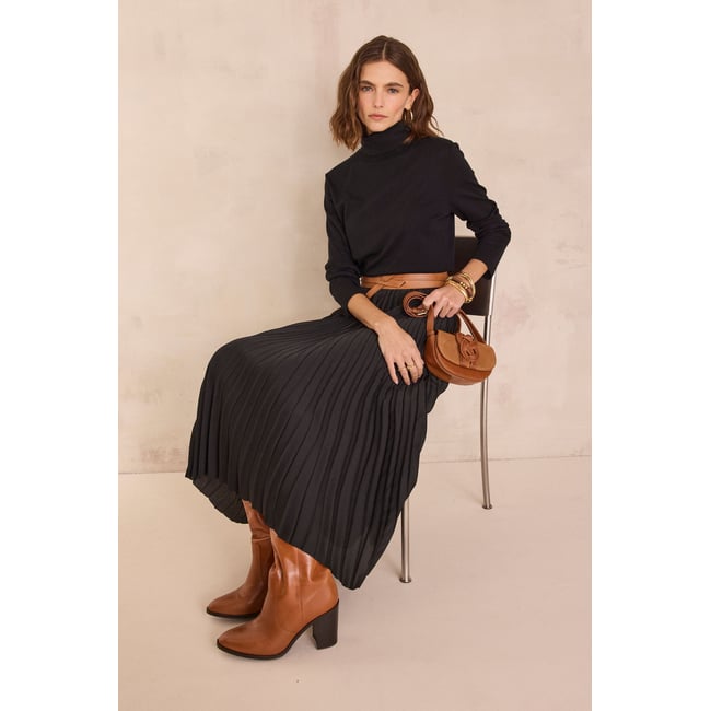 Jupe plissée ESTHER noir <span itemprop=