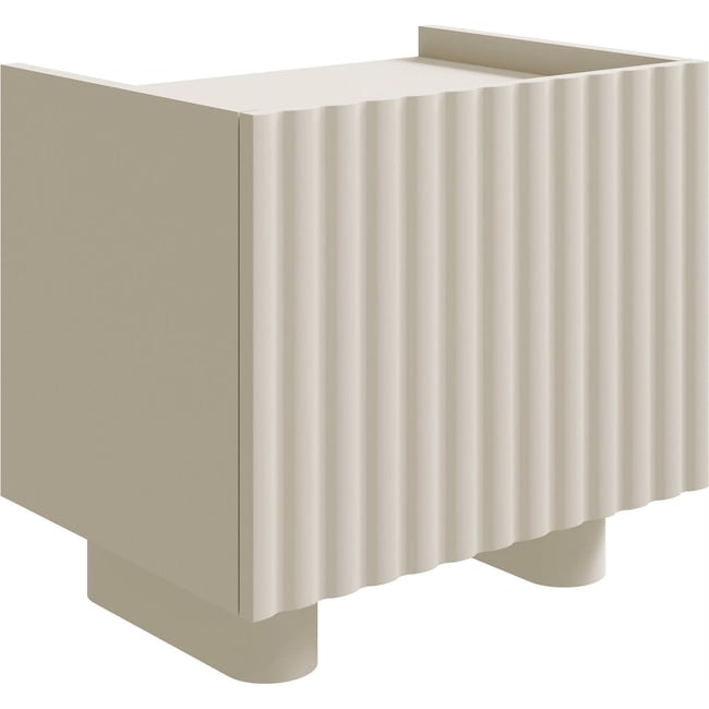 Table de chevet bois façade cannelée FIORRA Couleur beige cachemire <span itemprop=