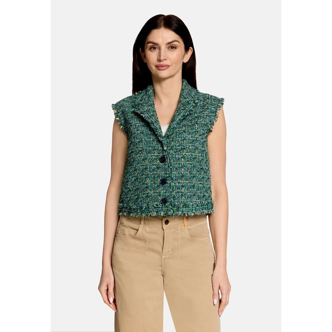 Veste sans manches d'été à boutons green/petrol <span itemprop=