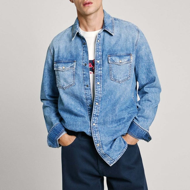 Chemise Coupe Regular En Denim jean <span itemprop=