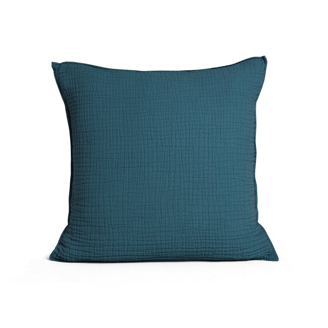 Housse de coussin en gaze de coton, SIMPLEMENT GAUFRÉ - BLANC CERISE