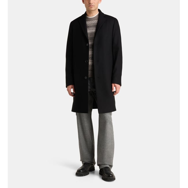 Manteau mi-long toat en laine mélangée noir <span itemprop=
