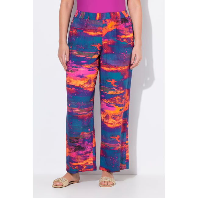 Pantalon palazzo, jambe large et droite orange <span itemprop=