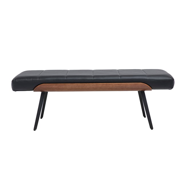 Banc noir, bois foncé et métal noir L123 cm ELIOR - MILIBOO