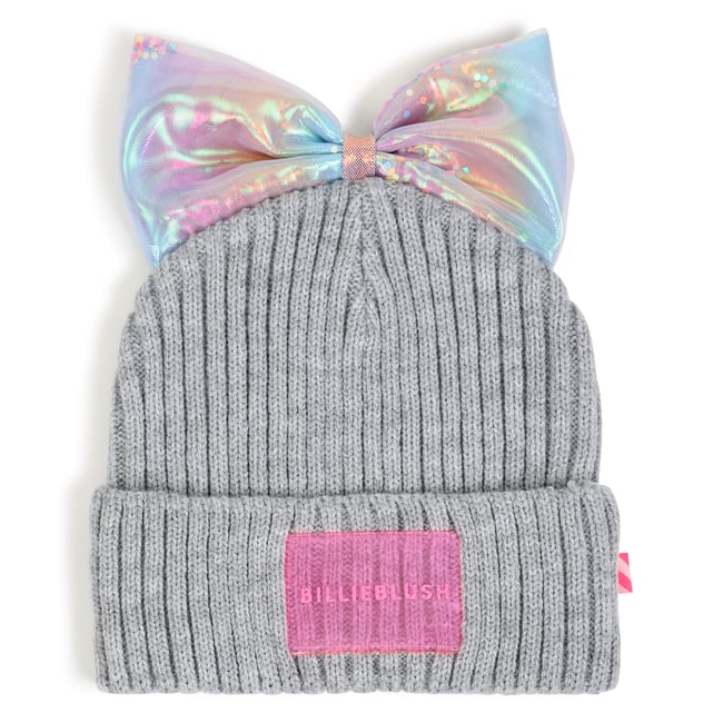 Bonnet à noeud gris chine <span itemprop=