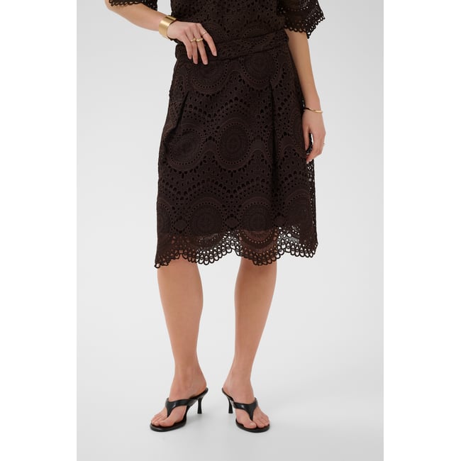 Jupe - tissage léger marron java <span itemprop=