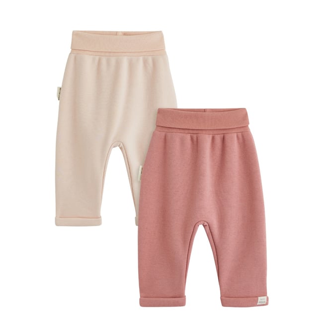 Lot de 2 sarouels bébé en molleton ultra chaud rose <span itemprop=
