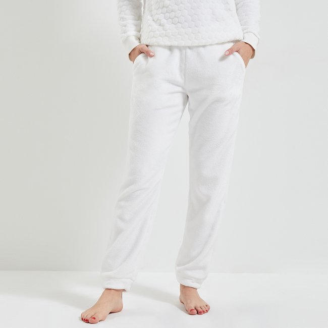 Pantalon pyjama blanc cassé blanc <span itemprop=