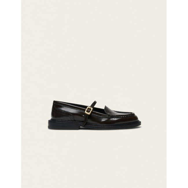 Derbies YLEN cuir box chocolat <span itemprop=