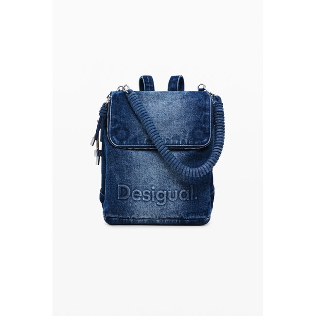 Desigual - Petit sac à dos en denim bleu clair <span itemprop=