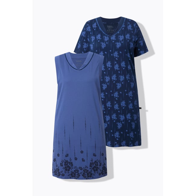 Grands T-shirts, lot de 2, motif à fleurs bleu voile clair <span itemprop=