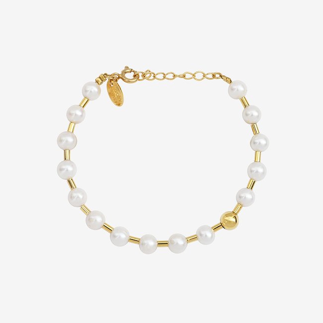 Bracelet doré ø6 - KIARA perle de culture blanc <span itemprop=