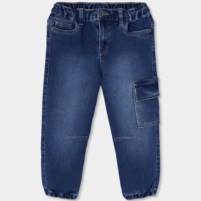 Pantalon garçon denim avec poche latérale bleu <span itemprop=