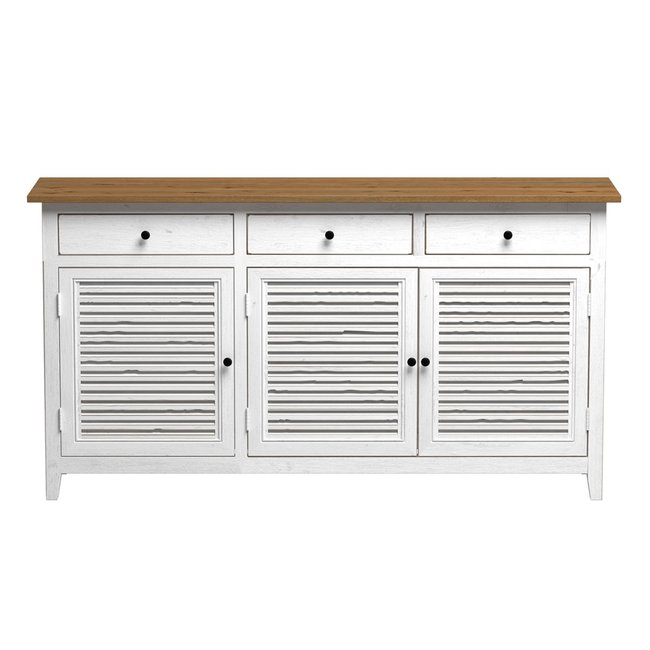 Buffet en bois recyclé effet vieilli - CASA Couleur blanc et bois clair <span itemprop=