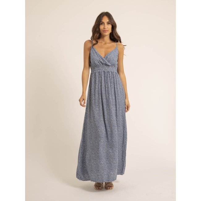 Robe Longue Motifs Ibalmie bleu <span itemprop=
