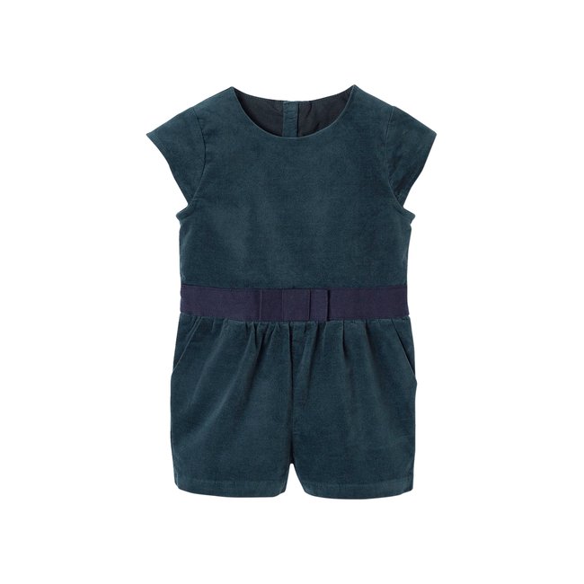 Combishort en velours lisse vert émeraude <span itemprop=