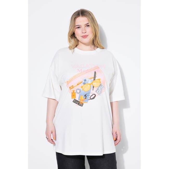 T-shirt oversize, manches courtes blanc cassé <span itemprop=