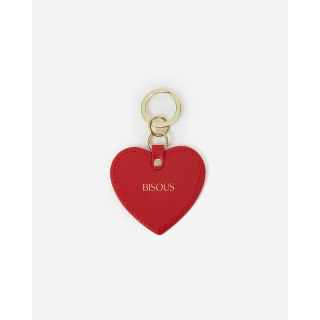 Porte-clés cœur en cuir cherry Aria - GRACE & MILA