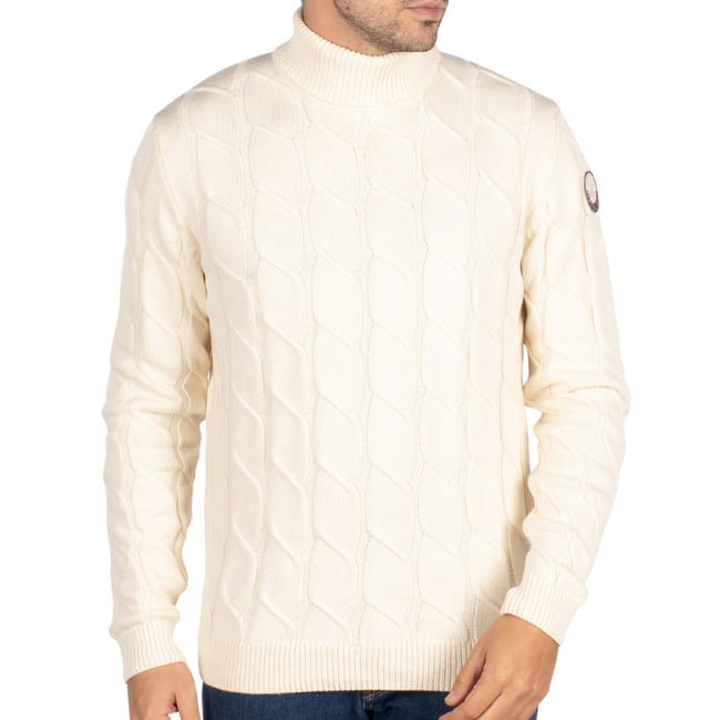 Pull Col Roulé Wavy ecru <span itemprop=