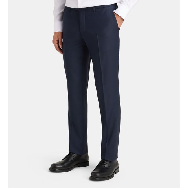 Pantalon de costume ajusté bacco armure laine italienne bleu marine <span itemprop=